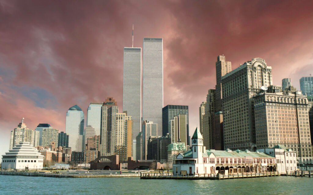 The Twin Towers of the World Trade Center prior to 2001.